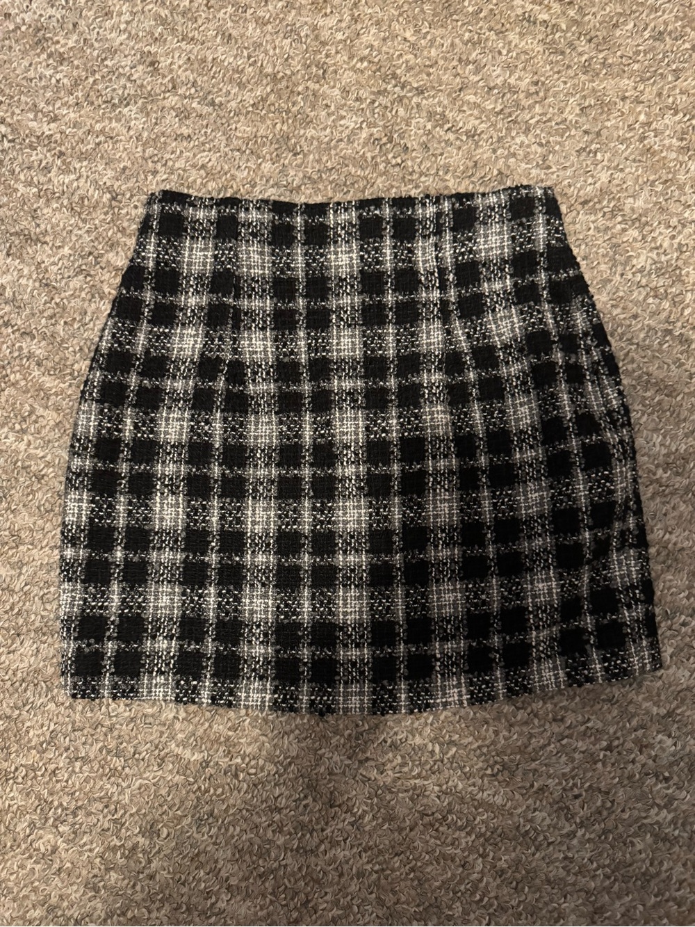 Zara Black and White Plaid Tweed Mini Skirt, size xs